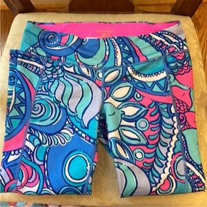 Lilly Pulitzer Hot Pink and Aqua Patterned Luxletics leggings